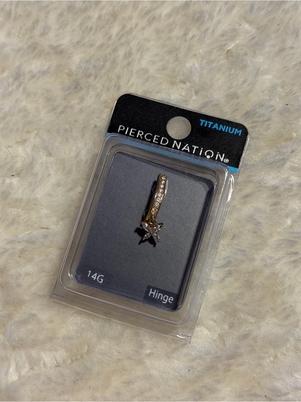 Pierced Nation Titanium Gold Star Hinge Belly Ring